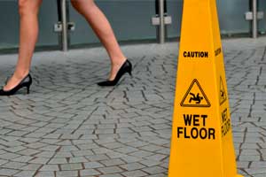 neligence wet floor woman walking